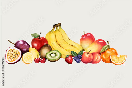 Organic fruit vintage vector hand-drawn set