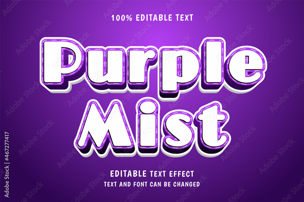 Purple mist,3 dimensions editable text effect purple white modern shadow style