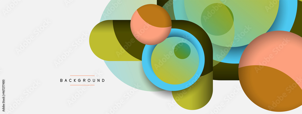 Vector round shapes circles minimal geometric background. Vector illustration for wallpaper banner background or landing page