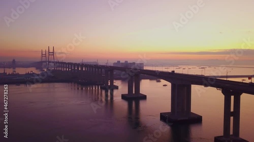 Wallpaper Mural Aerial view of the Seohaedaegyo bridge at morning. Korea. 서해대교, 아침, 일출 Torontodigital.ca