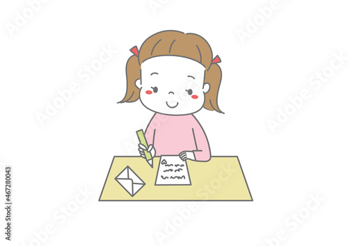 手紙を書いている女の子