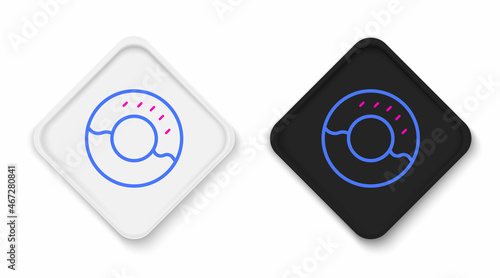 Line Donut with sweet glaze icon isolated on white background. Colorful outline concept. Vector