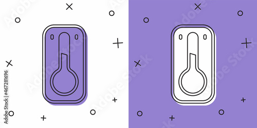 Set Coffee thermometer icon isolated on white and purple background. Vector