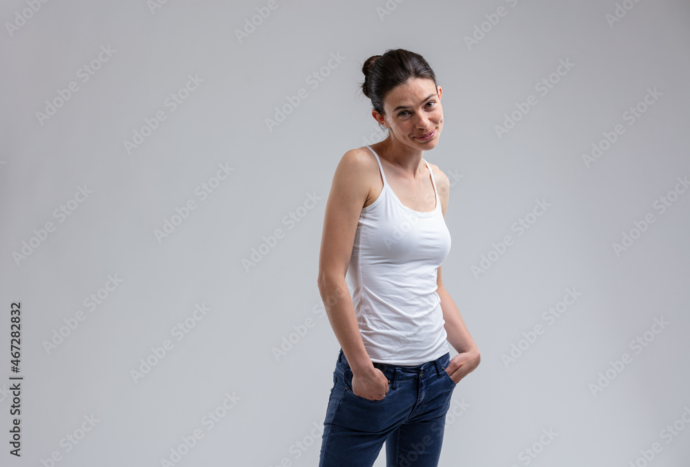Cute young woman with a sweet smile and dimples Cute young woman with a sweet smile and dimples