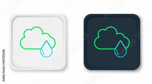 Line Cloud with rain icon isolated on white background. Rain cloud precipitation with rain drops. Colorful outline concept. Vector