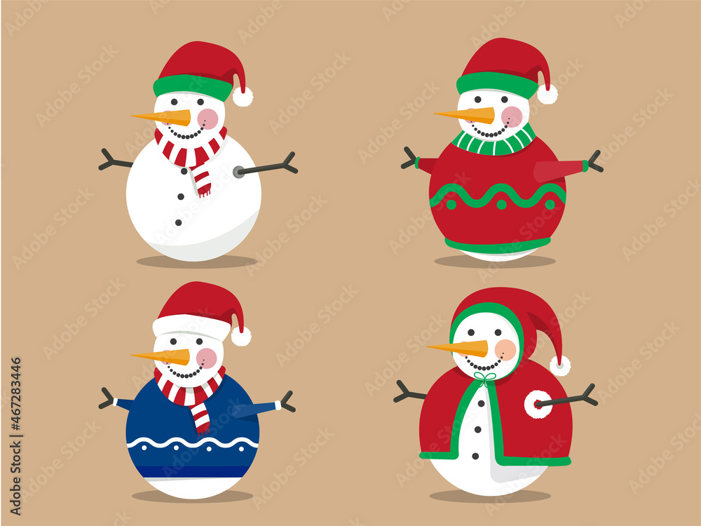 Happy snowman christmas character icon vector  illustrator.