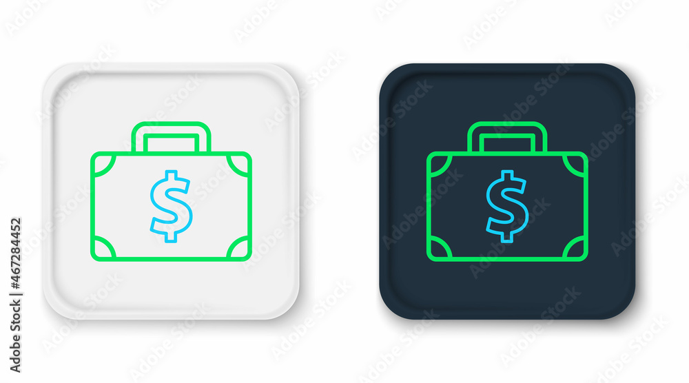 Line Briefcase and money icon isolated on white background. Business case sign. Business portfolio. Colorful outline concept. Vector Line Briefcase and money icon isolated on white background. Business case sign. Business portfolio. Colorful outline concept. Vector