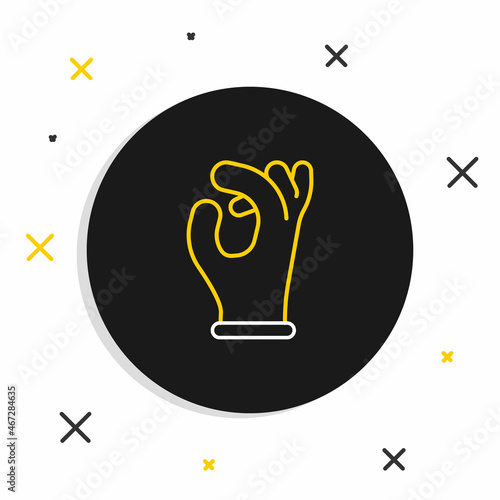 Line Medical rubber gloves icon isolated on white background. Protective rubber gloves. Colorful outline concept. Vector