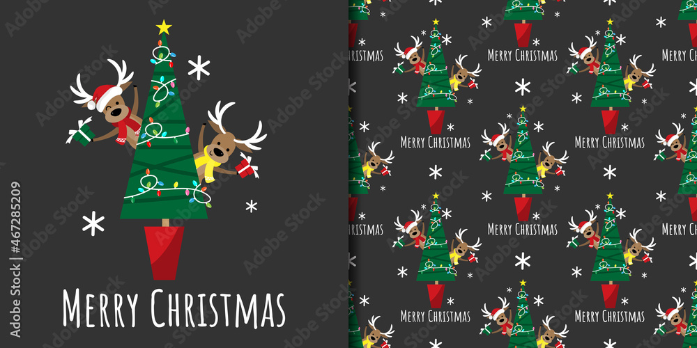 Christmas holiday banner with Merry Christmas text and seamless pattern ...