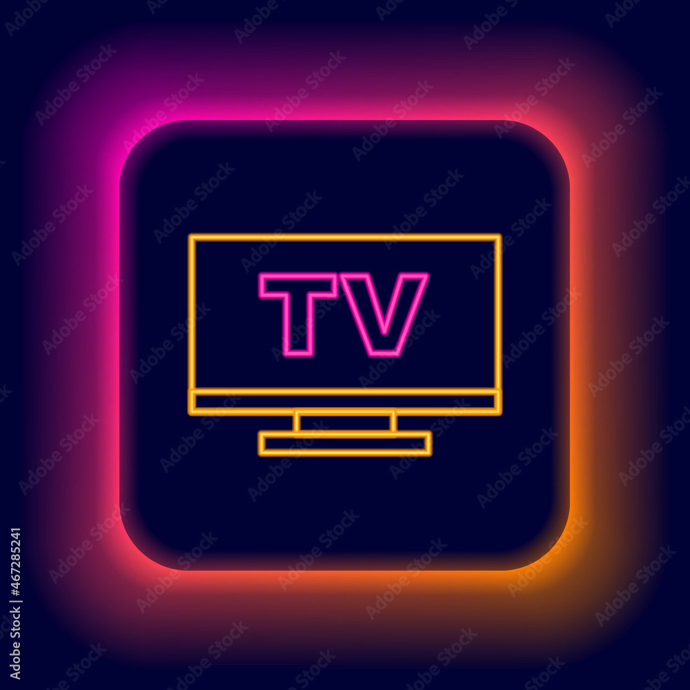 Glowing neon line Smart Tv icon isolated on black background. Television sign. Colorful outline concept. Vector Glowing neon line Smart Tv icon isolated on black background. Television sign. Colorful outline concept. Vector