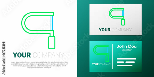 Line Hacksaw icon isolated on white background. Metal saw for wood and metal. Colorful outline concept. Vector