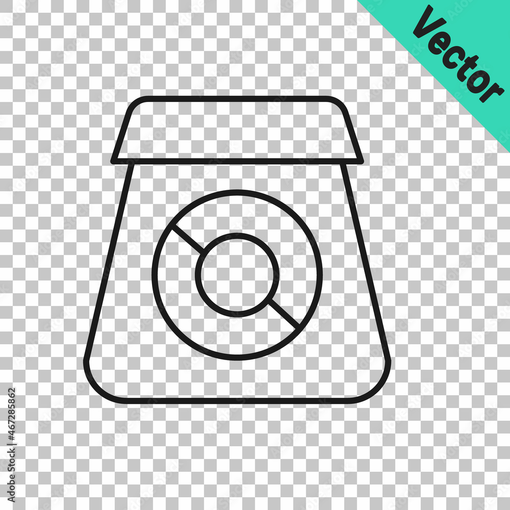 Black line Online ordering and fast food delivery icon isolated on transparent background. Vector