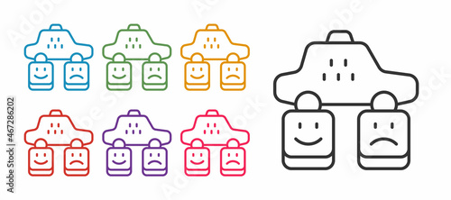 Set line Taxi service rating icon isolated on white background. Set icons colorful. Vector