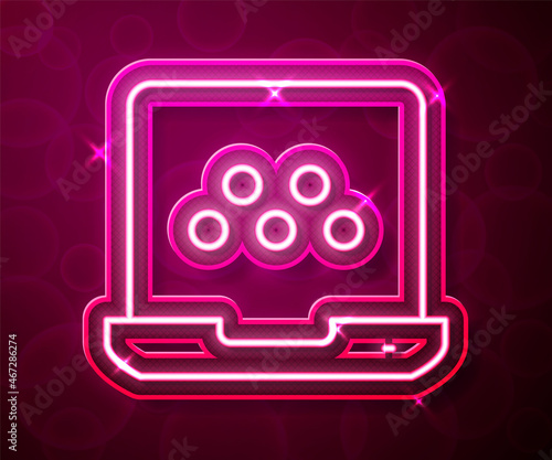 Glowing neon line Taxi mobile app icon isolated on red background. Mobile application taxi. Vector