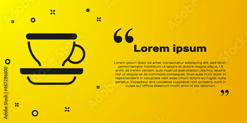 Black Coffee cup icon isolated on yellow background. Tea cup. Hot drink coffee. Vector