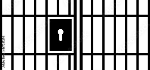 Prison, jail metallic bars on white background