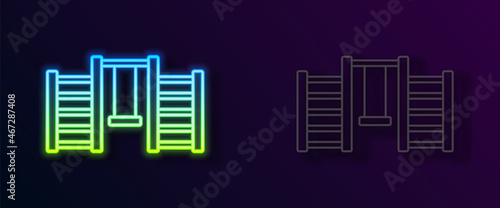 Glowing neon line Wooden Swedish wall icon isolated on black background. Swedish stairs. Vector