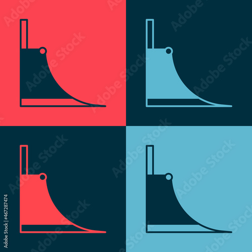 Pop art Skate park icon isolated on color background. Set of ramp, roller, stairs for a skatepark. Extreme sport. Vector