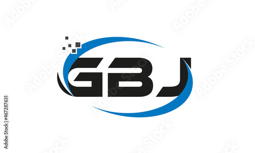 dots or points letter GBJ technology logo designs concept vector Template Element