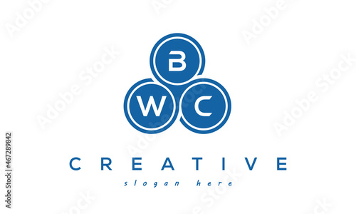 BWC creative circle three letters logo design with blue photo