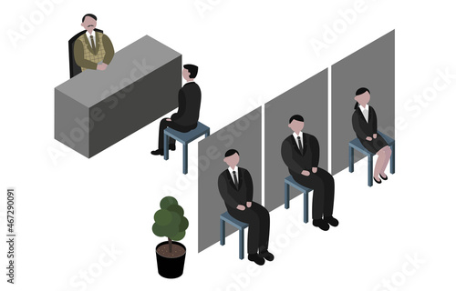アイソメトリック ビジネス　面接　就活　壁紙
