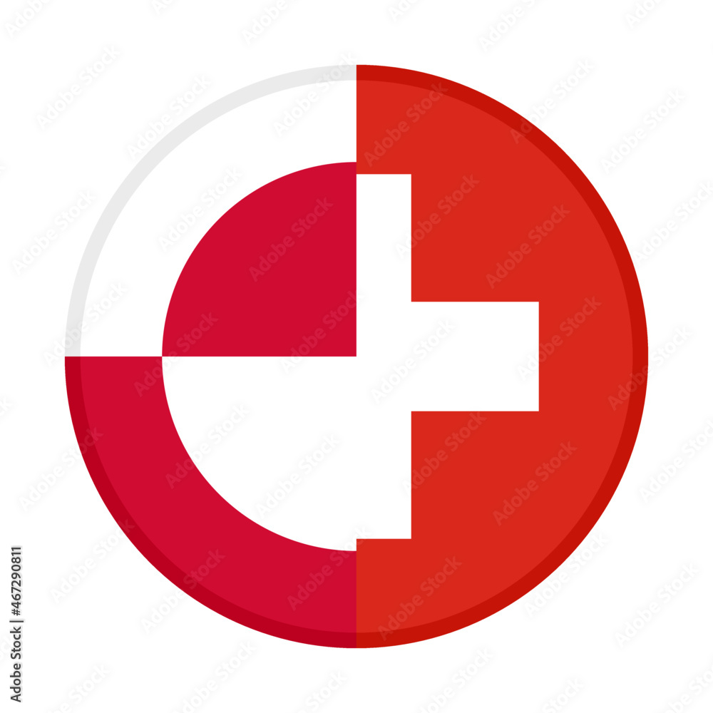 round icon with greenland and switzerland flags. vector illustration isolated on white background round icon with greenland and switzerland flags. vector illustration isolated on white background
