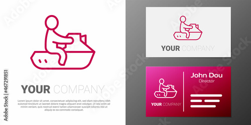 Logotype line Jet ski icon isolated on white background. Water scooter. Extreme sport. Logo design template element. Vector