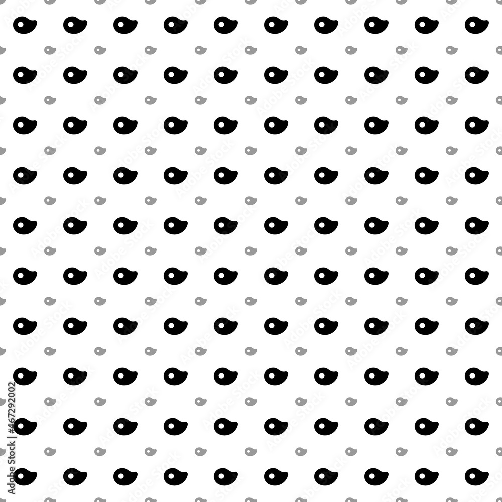 Square seamless background pattern from black steak symbols are different sizes and opacity. The pattern is evenly filled. Vector illustration on white background