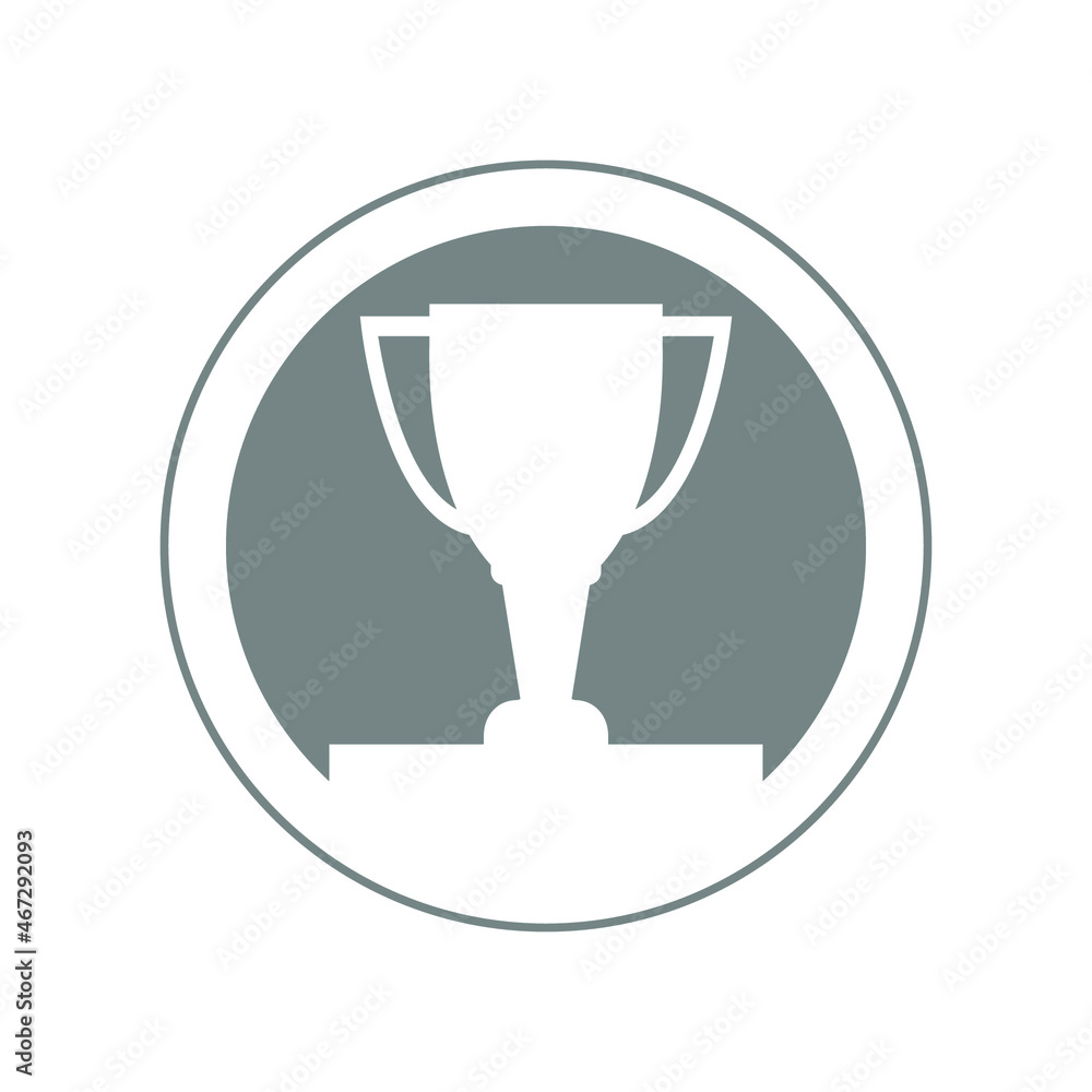 Winner cup, gray round badge for design on white background, vector illustration Winner cup, gray round badge for design on white background, vector illustration