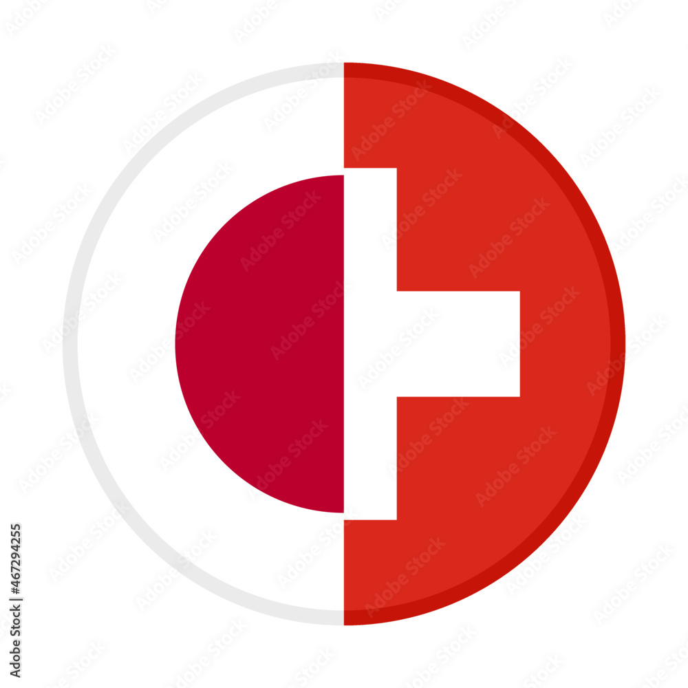 Obraz premium round icon with japan and switzerland flags. vector illustration isolated on white background