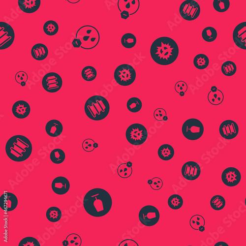 Set Fragile broken glass, Water drop forbidden, Bowl and Bomb explosion on seamless pattern. Vector