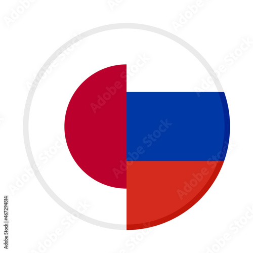 round icon with japan and russia flags. vector illustration isolated on white background