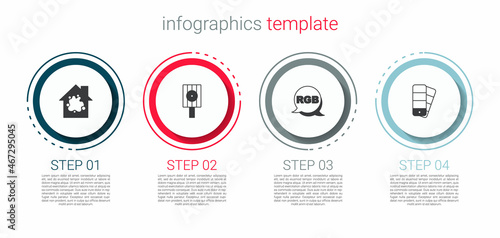Set Painting the house, Spray can nozzle cap, RGB and Color palette guide. Business infographic template. Vector
