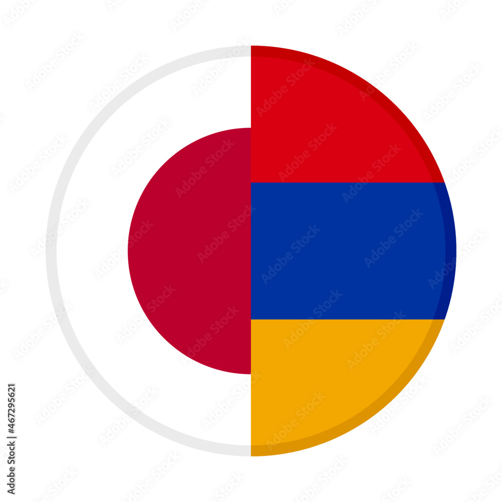 Fototapeta premium round icon with japan and armenia flags. vector illustration isolated on white background