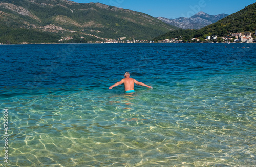 Man swimming in Adriatic sea