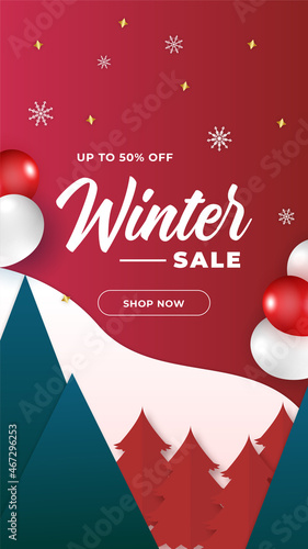 Abstract background designs, winter christmas sale, social media promotional content. Vector illustration. Abstract creative discount layout. Special offer. Graphic design poster social media template
