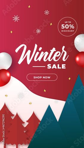 Abstract background designs, winter christmas sale, social media promotional content. Vector illustration. Abstract creative discount layout. Special offer. Graphic design poster social media template