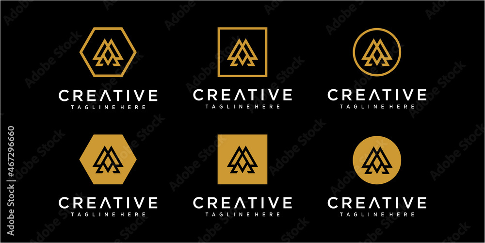 Fototapeta premium Creative initial letter AAA AM logo design inspiration