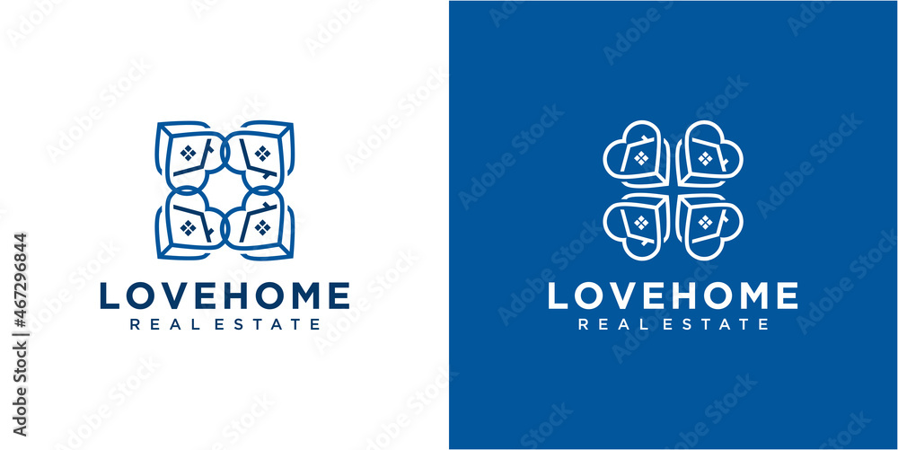 Creative Love home logo design inspiration. love home community logo design
