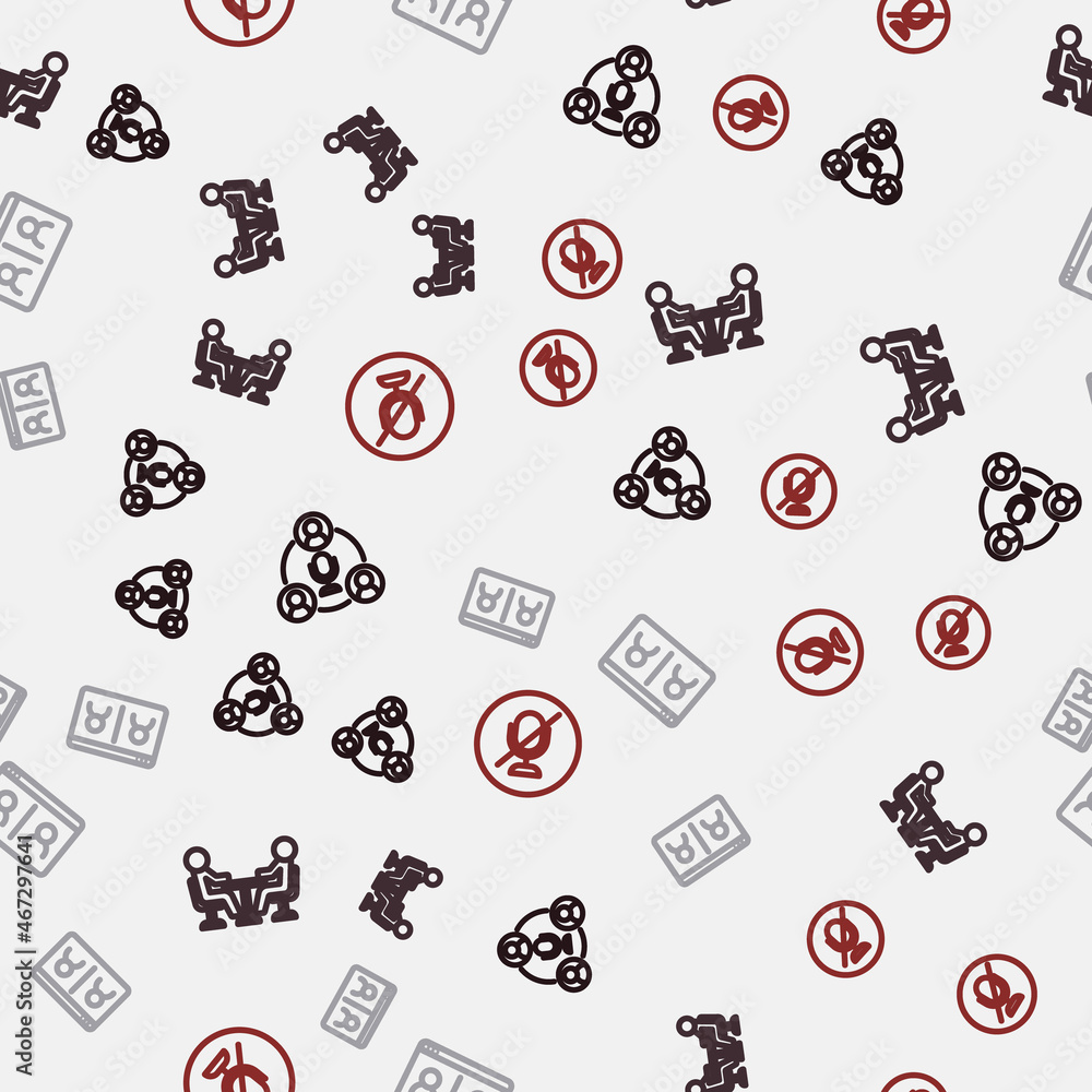 Set line Meeting, Video chat conference and Mute microphone on seamless pattern. Vector Set line Meeting, Video chat conference and Mute microphone on seamless pattern. Vector
