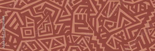 Unique Geometric Vector Seamless Pattern made in ethnic style. Aztec textile print. African traditional design. Creative boho pattern. Perfect for site backgrounds, wrapping paper and fabric design.