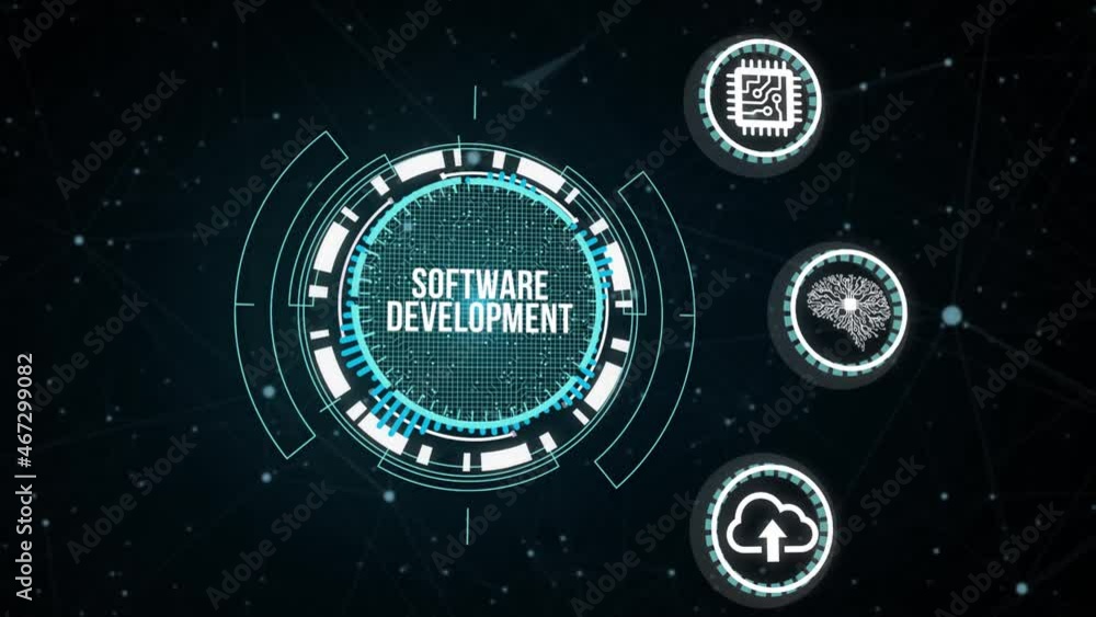 Internet, business, Technology and network concept. Inscription Software Development on the virtual display. Virtual button. Internet, business, Technology and network concept. Inscription Software Development on the virtual display. Virtual button.