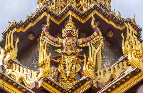 Detail on a building at the Grand Palace in Bangkok Thailand