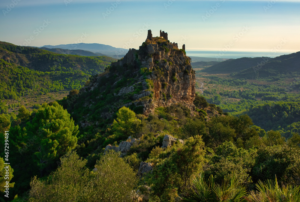 Miravet castle in cabanes under the blue sky Miravet castle in cabanes under the blue sky
