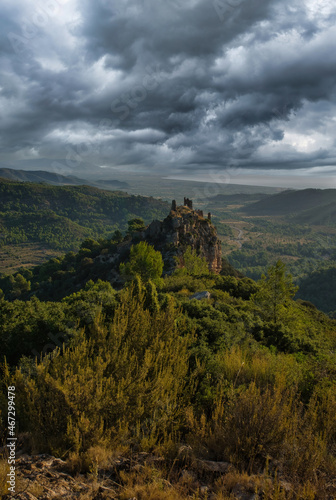 Miravet castle in cabanes under cloudy sky © vicenfoto
