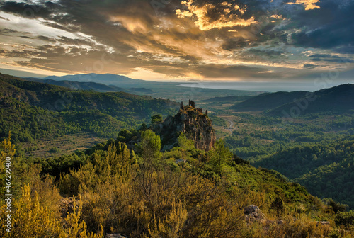 Views from Miravet Castle in Cabanes at sunrise