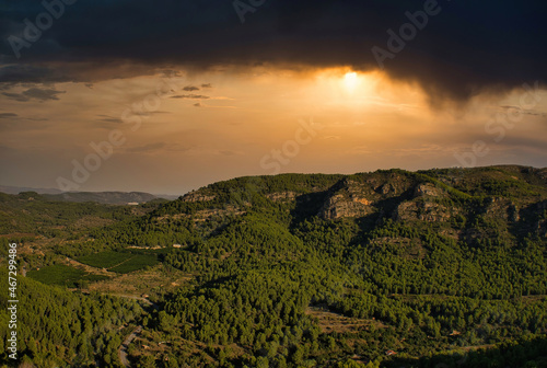 Views from Miravet Castle in Cabanes at sunrise © vicenfoto