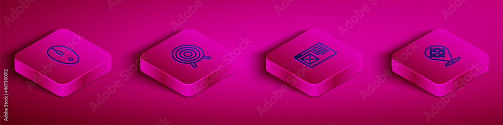 Set Isometric line Computer mouse, Target sport, Browser window and icon. Vector Set Isometric line Computer mouse, Target sport, Browser window and icon. Vector