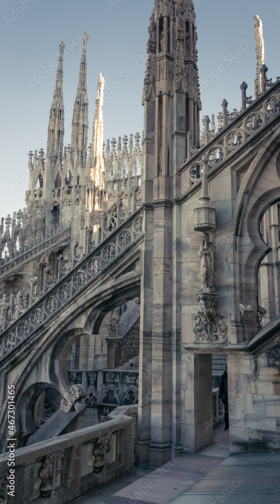 Statues and towers of Milan Cathedral