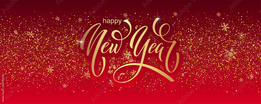 Happy New Year hand lettering calligraphy. Vector holiday illustration element. Typographic element for banner, poster, congratulations. Happy New Year hand lettering calligraphy. Vector holiday illustration element. Typographic element for banner, poster, congratulations.